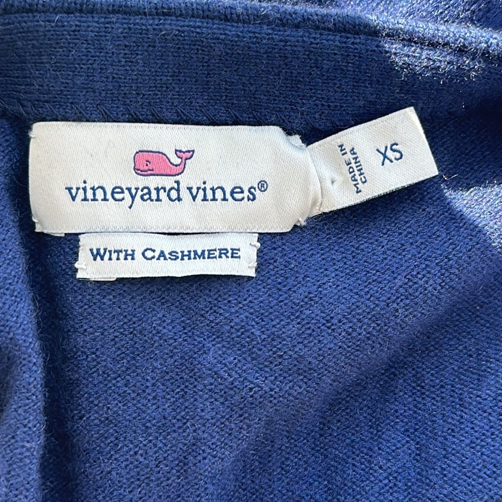 Vineyard Vines Oversized Striped V-Neck Poncho Sweater in Navy & Gray Size XS - Picture 12 of 12